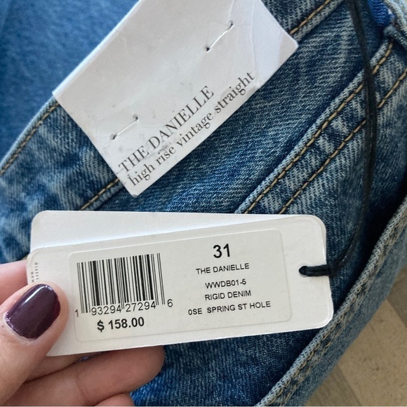 We Wore What Danielle High Rise Straight Leg Distressed Jeans Size 31 NWT EB - Picture 7 of 16